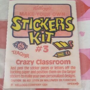 Kellogg's 1984 cereal premium Make Your Own Stickers Kit #3, Crazy Classroom.